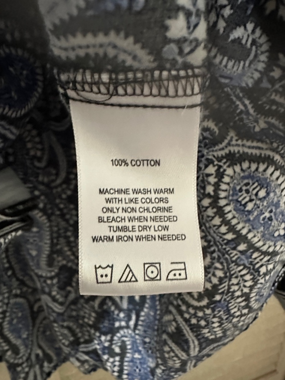 Foxcroft Navy and White Paisley Button-Down Shirt - Picture 5 of 7